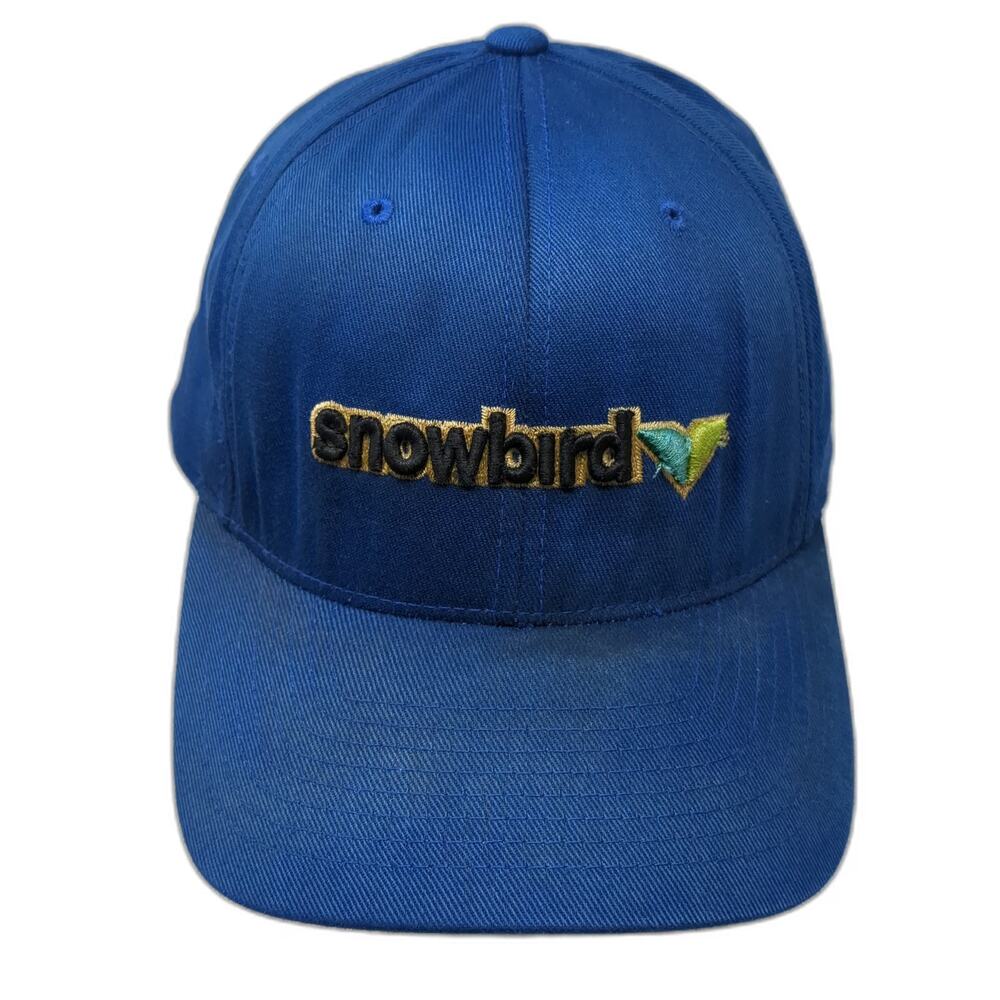 Flexfit Baseball Cap Blue XL Snowbird Ski Resort Logo Elastic Curved Brim Hat
